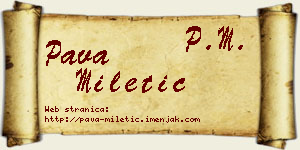 Pava Miletić vizit kartica